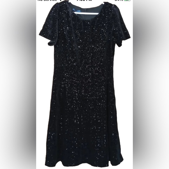 Talbots RSVP Velvet Sequined Dress Womens Size 8 Fit & Flair Short Black Lined - Picture 5 of 7